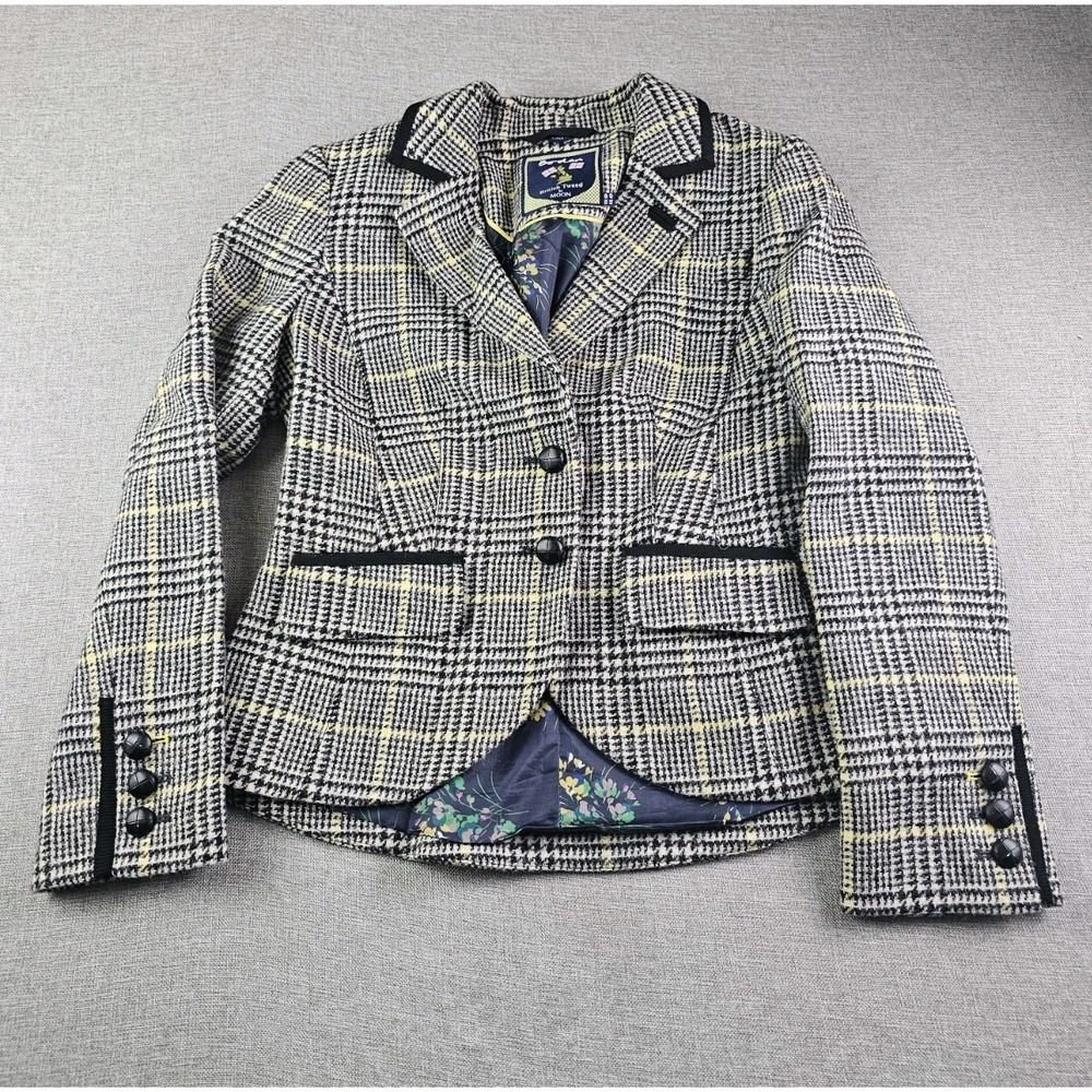 Boden British Tweed By Moon Wool Blazer Glen Plaid Academia Womens 4P
